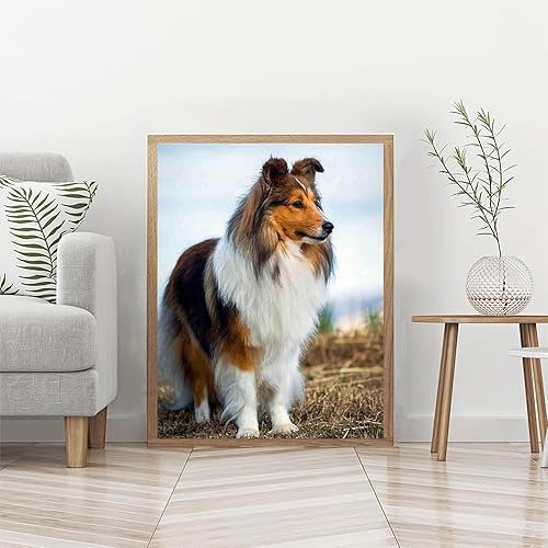 Miniatura 3 de Kit de pintura de diamantes 5D para bricolaje, Sheltie Dog Adulto, redondo, diamantes de imitación, bordado, punto de cruz, arte, manualidades,
