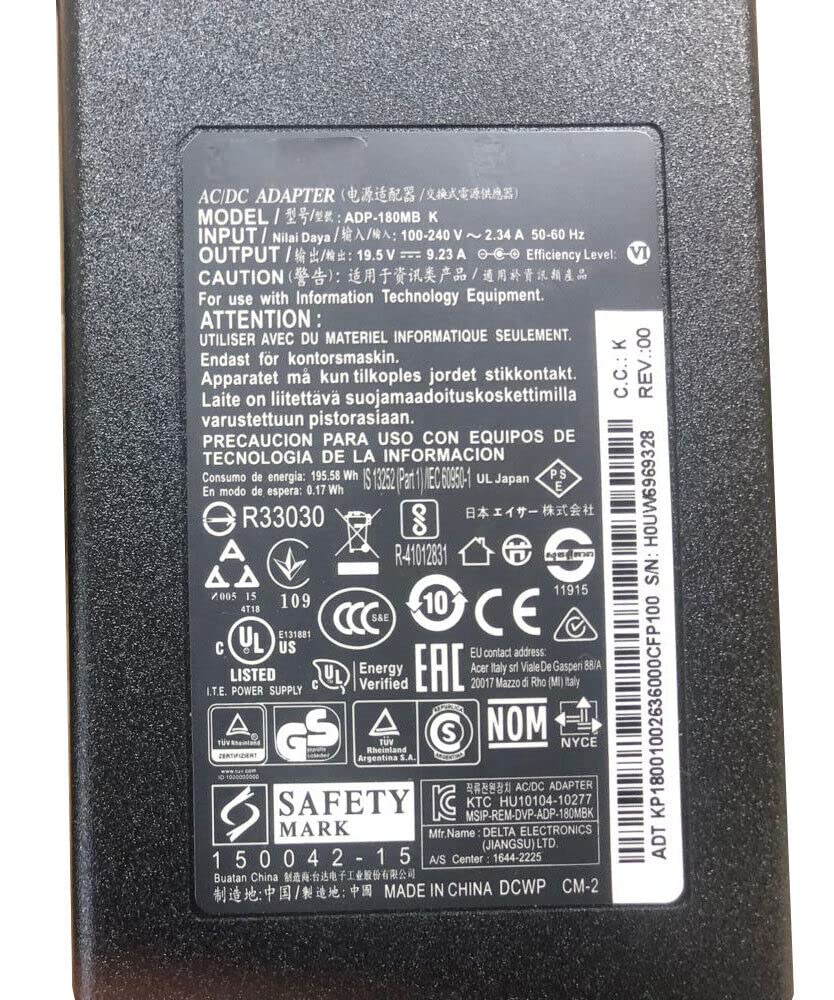 19,5v 9,23a 180w ADP - 180MB K zasilacz sieciowy kompatybilny z Acer Predator 17 7,4 mm
