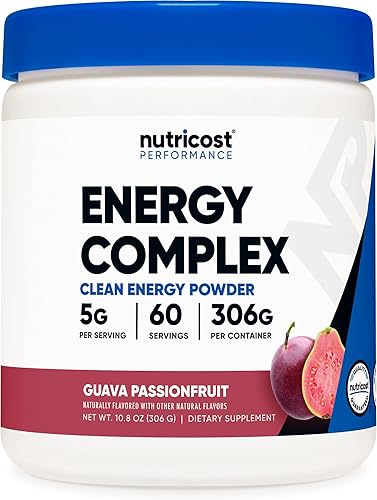 Nutricost Energy Complex Powder 60 porciones fruta de la pasión de guayaba vegetariana sin gluten y sin OMG