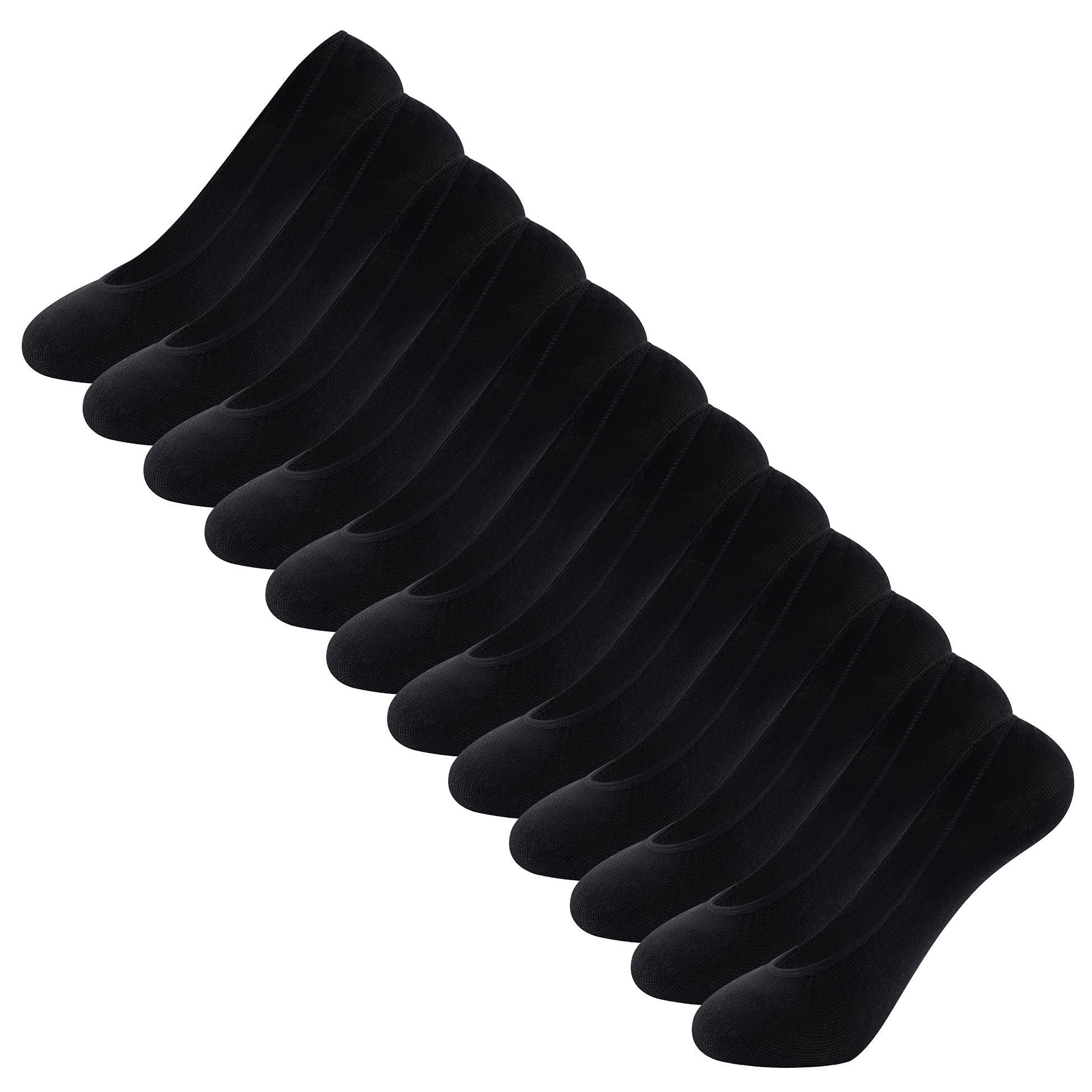 The Essentials Wardrobe Women's 12 Pairs Black 12Pk Invisible Socks - Uk 4-8/Eu 37-42 - Black