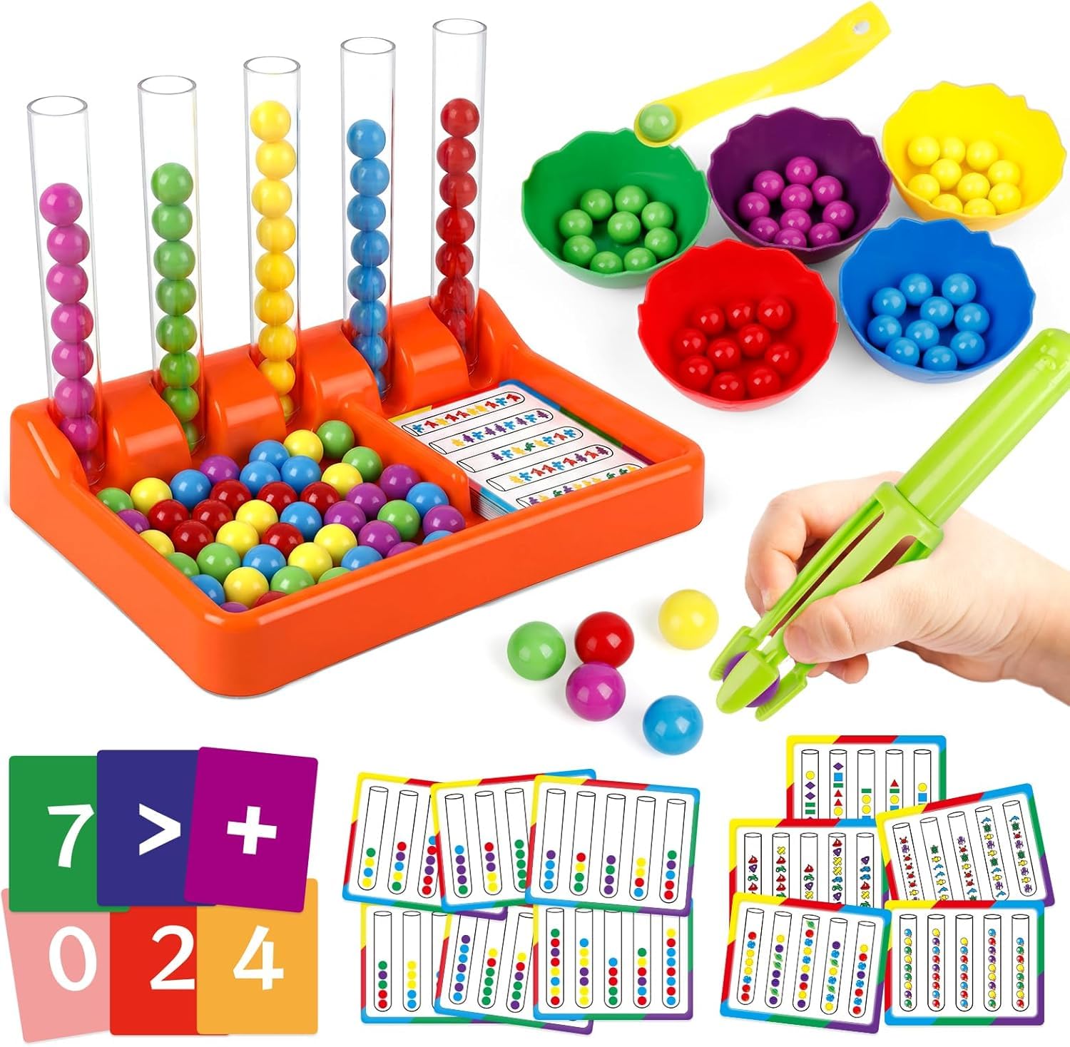 Counting and Color Sorting Toys for Toddlers with Sorting Bowls and Math Card,Math Manipulatives Match Game Educational Learning Fine Motor Skill,STEM Preschool Kindergarten for 2-6 Years Old Boy Girl