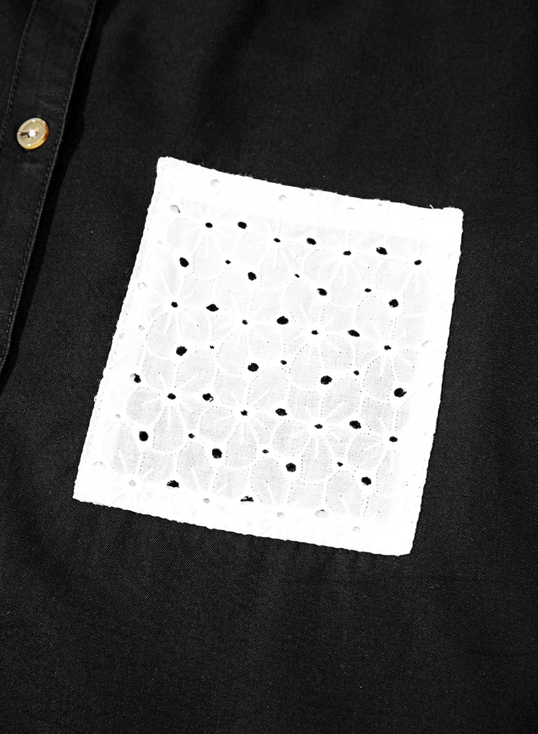 Sidefeel Women's Denim Shirt Button Down Long Sleeve Jean Shirt Shackt with Lace Pocket Denim Top - Image 7