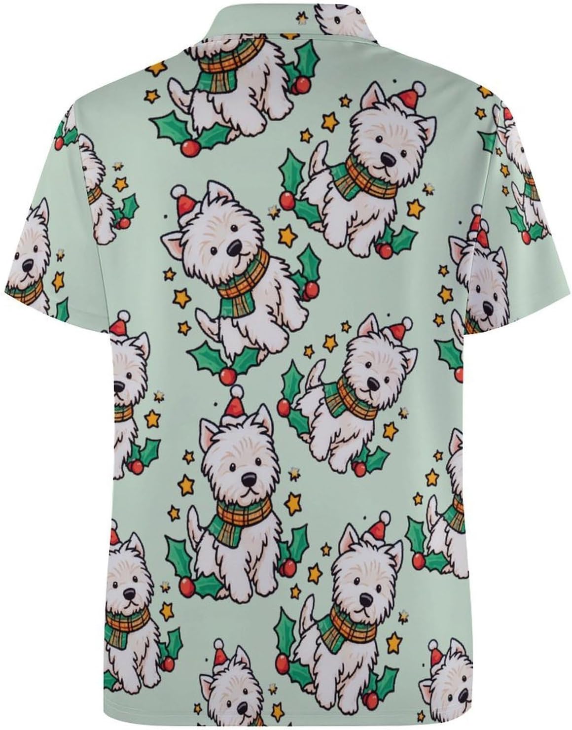 Christmas Westie Dog Golf Polo Shirts for Men Casual T Shirts 5X-Large