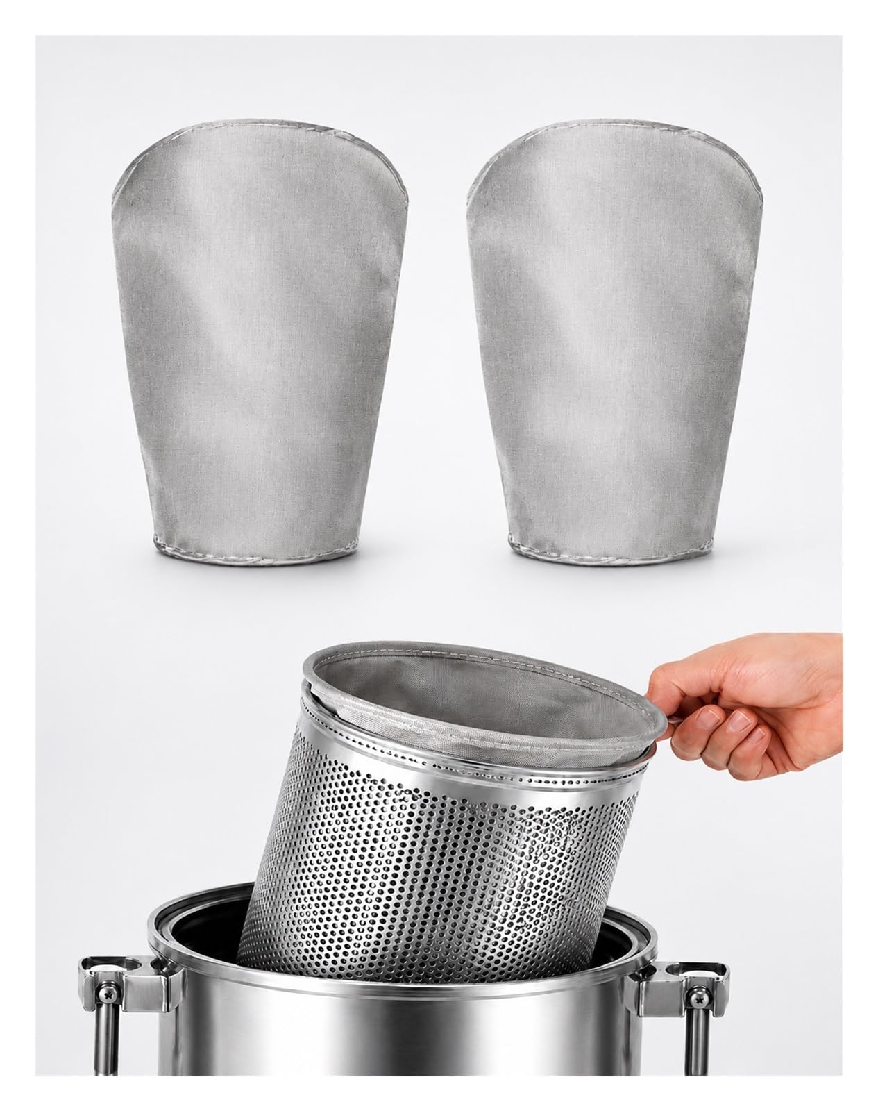 Sacchetti filtro liquidi in acciaio inox, a maglia fine, cilindrici, per vernice, olio, diesel, filtraggio dell'acqua, riutilizzabili, uso industriale, dimensione del foro 0,033 mm