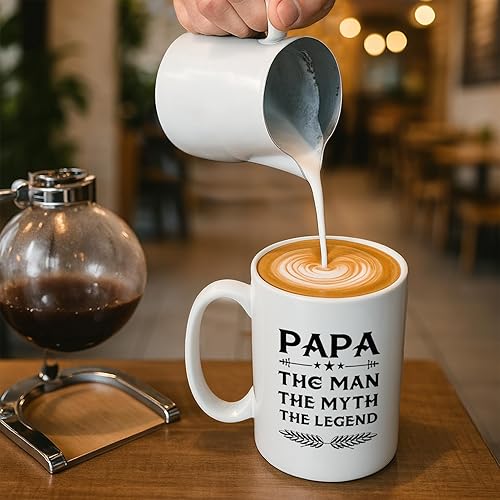 Miniatura 6 de J.Ehonace Taza de 15 onzas con texto en inglés "The Man The Myth The Legend", divertida taza de café para papá y abuelo  Novedad para el día del