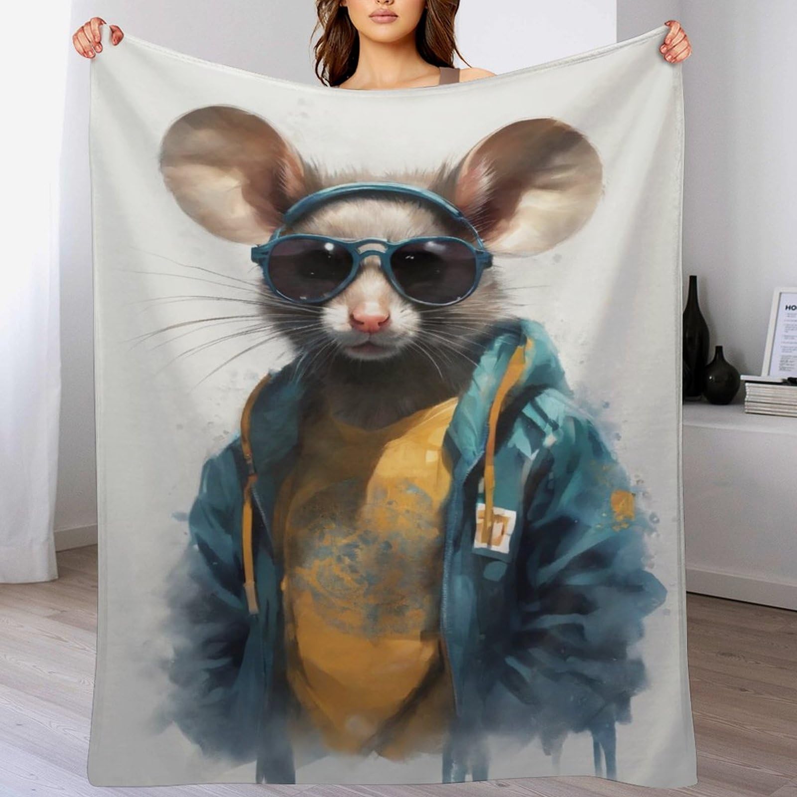 PAZZK Mouse Throw Blankets Soft Warm Comfortable Throws for Couch Flannel Fluffy Blanket Bed Throw for Bedroom Couch Travel Kids Bedroom Accessories（180×200cm）
