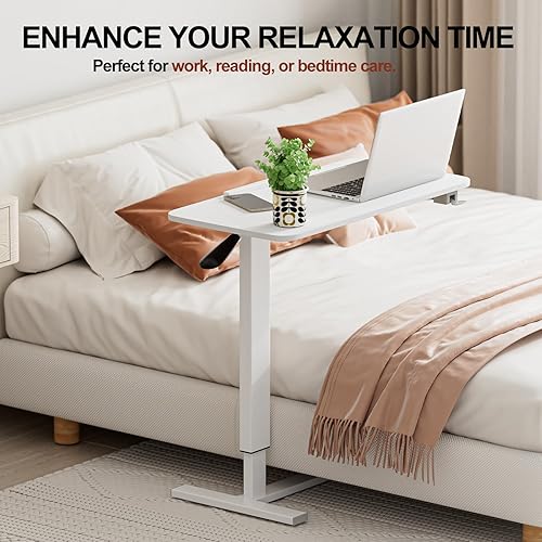 Miniatura 7 de Escritorio portátil de pie neumático portátil para laptop, carrito rodante de altura ajustable, mesa inclinable sobre la cama, estaciones de trabajo