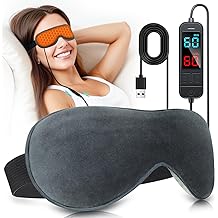 用于干眼、缓解中风和偏头痛的加热眼罩 - USB 电动热敷,带 20 温度/时间设置,可清洗亚麻籽盖,适用于 MGD、睑缘炎和眼睛疲劳