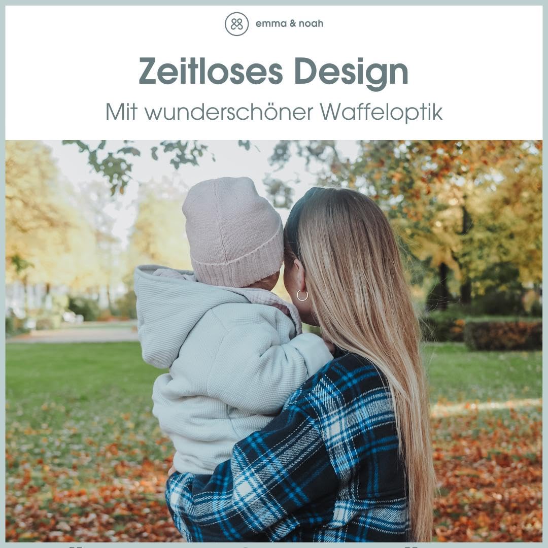 emma & noah Overall Baby, Mitwachsend, Baby Anzug mit Kapuze, Umschlagbare Beine und Ärmel, Wattiert und Gefüttert, Weich und Warm, Ideal für Herbst, Winter und Frühling