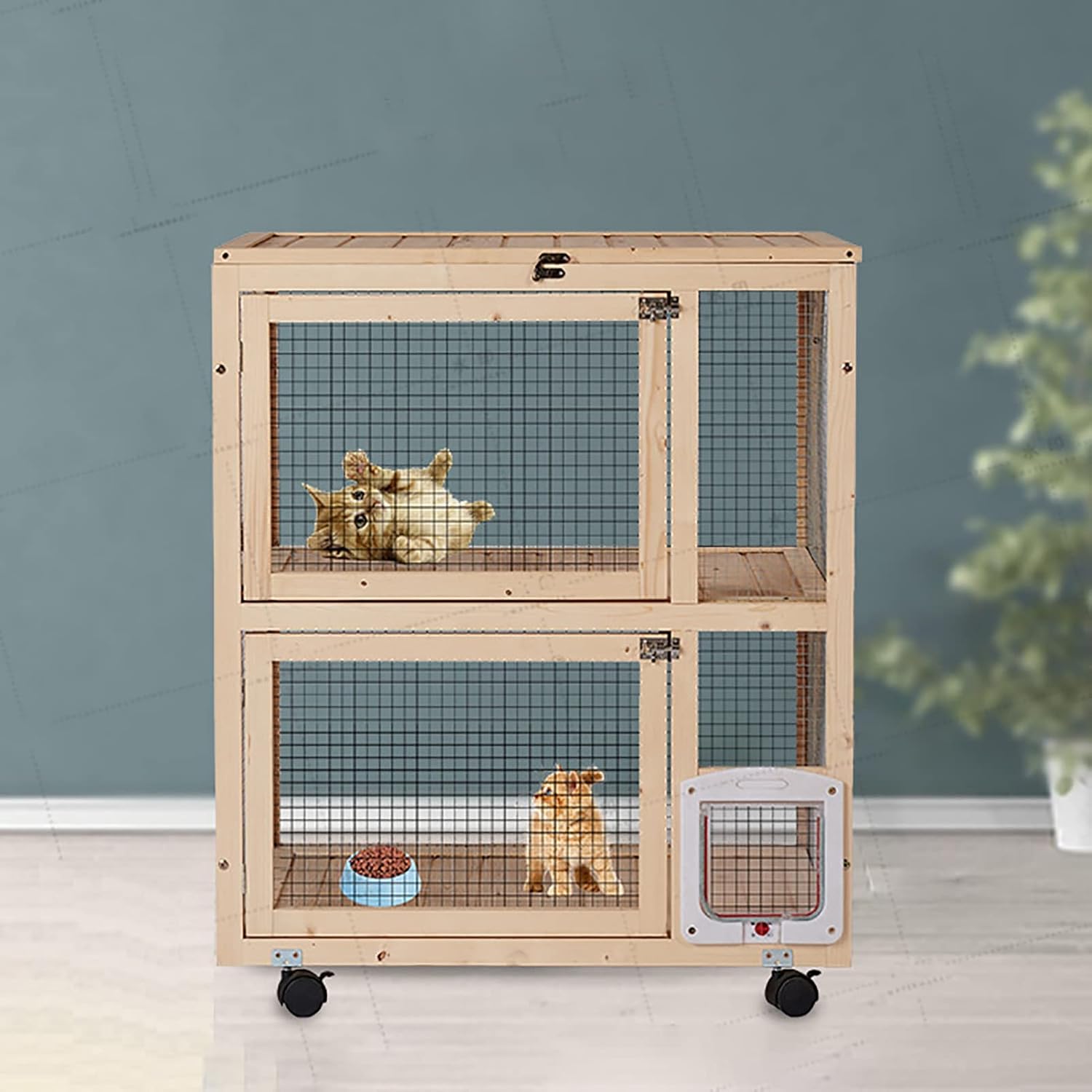 猫 ケージ 2段 木製 おしゃれ 小さめ 3階建て キャットヴィラ