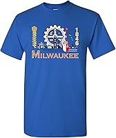 Vista 1 de UGP Campus Apparel Camiseta básica de algodón con banderas de la ciudad de Estados Unidos, orgullo natal, Milwaukee Azul Real