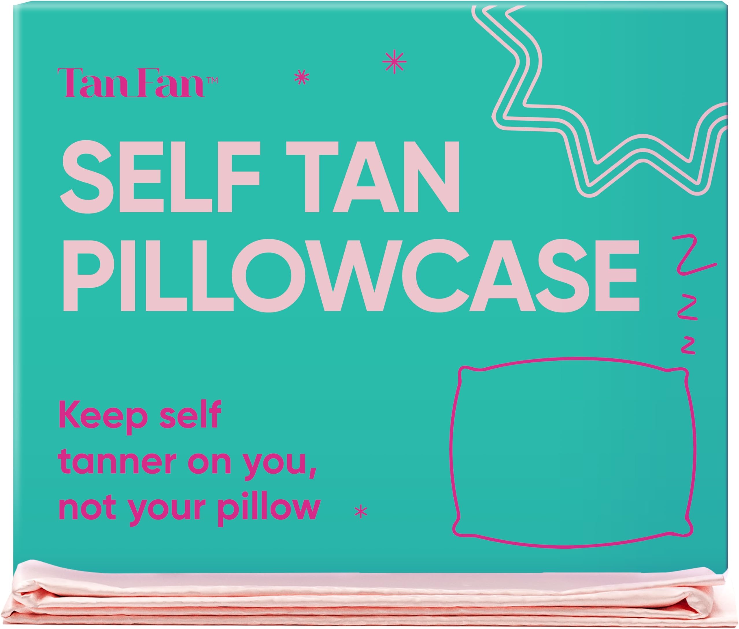 Tan Fan Self Tan Pillowcase - 100% Silky Soft Satin Pillow Case To Protect from Self Tanner Stains - Cooling Cover w Envelope Closure - Great For Hair and Skin - Fits Standard Size Pillows - Baby Pink