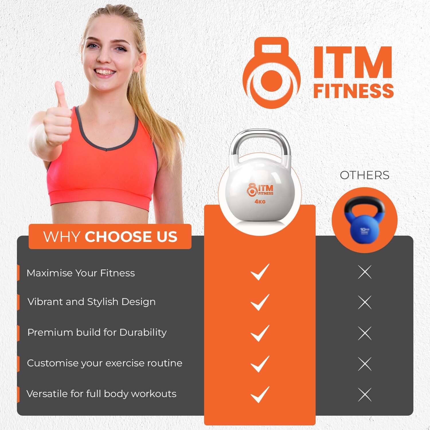 Kettlebell da competizione di alta qualità, attrezzatura per allenamento con i pesi, rivestimento in gomma, manici ergonomici, ideale per sollevamento pesi e palestra domestica (da 4 kg a