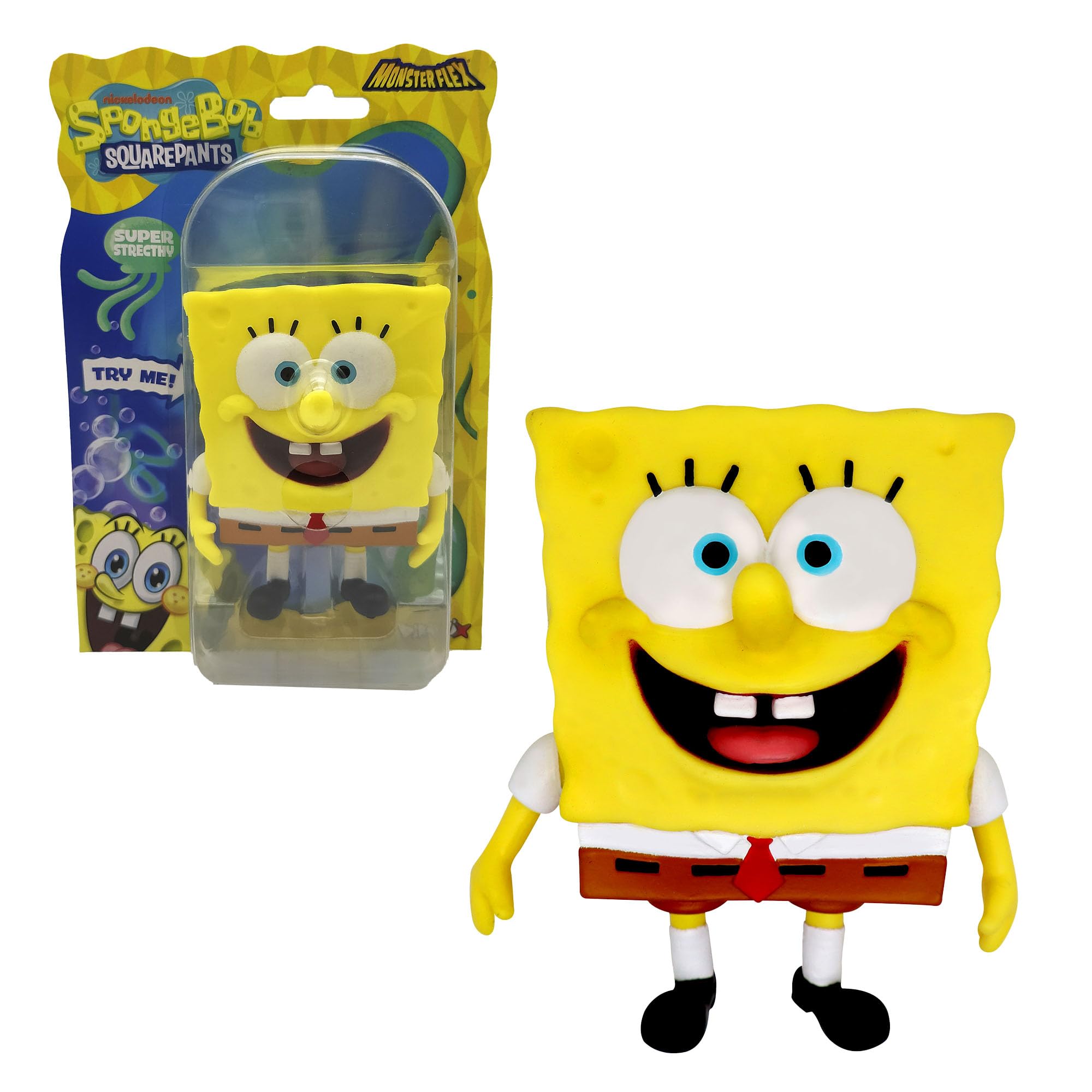 Bizak Monsterflex SpongeBob Figurka SpongeBob Super Wysuwana Elastyczna Lalka, Oficjalny produkt, 4 modele do kolekcjonowania, dla fanów i dzieci od 6 lat (64393003-1)