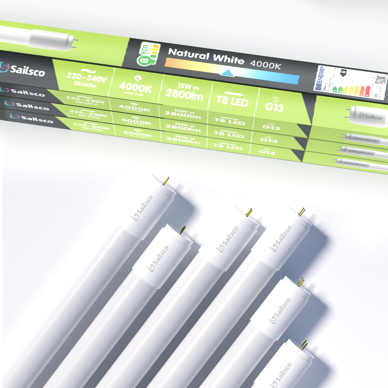 sailsco LED Röhre 120cm,Neutralweiß 4000K,2800LM,T8 G13-15W,
