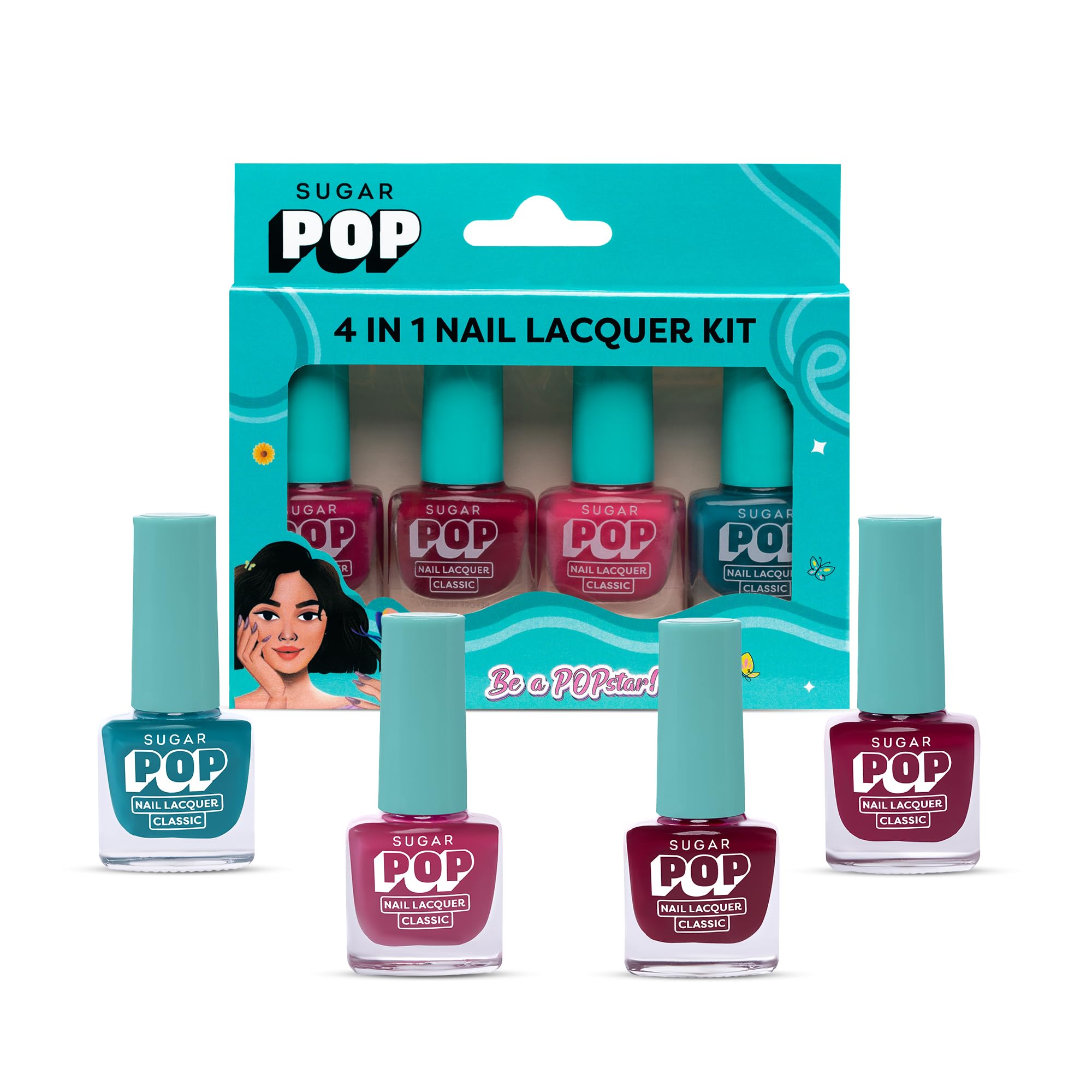 SUGAR POP 4 In 1 Matte Finish Nail Lacquer Kit- 03 Radiant Rainbow, 5 ml x 4-picture-27