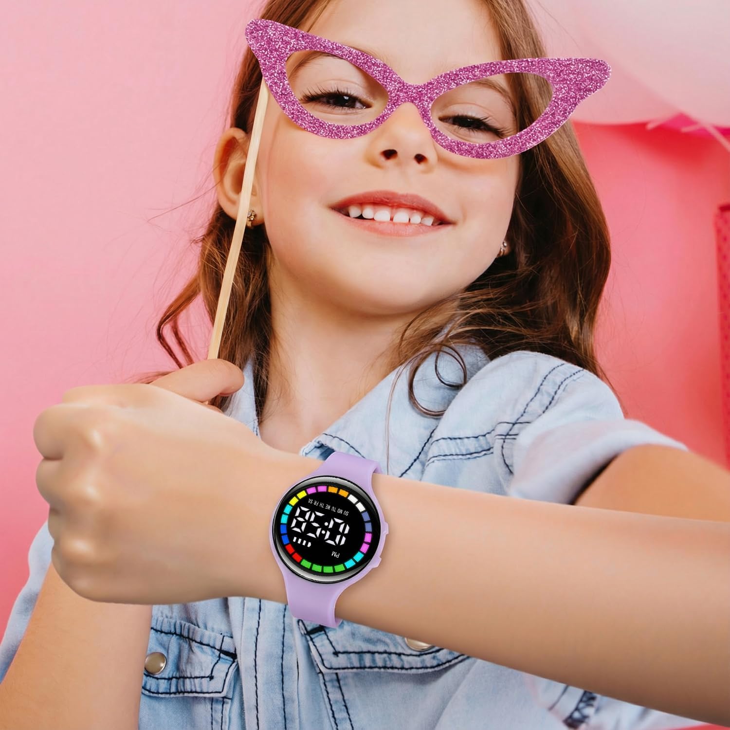Kids Watch with Sound-Activated LED Running Lights, Rechargeable Toddler Watch with Rotating Flashing Light Controlled by Clap/Noise Level for Boys Girls Age 4-12