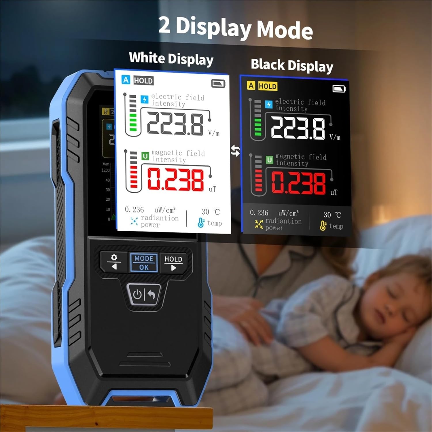 EMF Detector, ERD-10 4-in-1 Handheld Electromagnetic Radiation Detector EMF Meter Electric Magnetic Field Signal Temperature Monitor,emf Reader