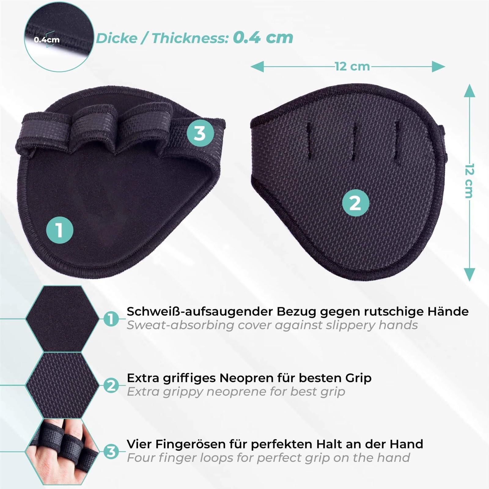 Coussinets De Levage Antidérapants Pour Muscu Et Haltérophilie – Néoprène, Mains Ouvertes, Protection Des Paumes Avec Séparateurs De Doigts