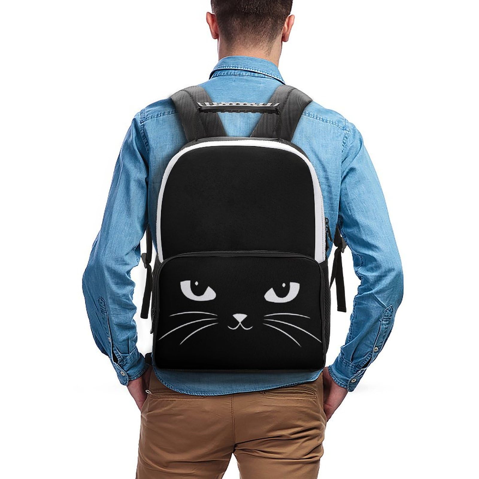 Amazon.co.jp: リュックサック かわいい白い猫 白い目 黒い顔 ヒゲ 大