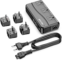 BESTEK 250W Universal Travel Adapter Voltage Converter 100-240V to 110V, 4 USB Ports, 3 AC Outlets, Worldwide Plugs for 150+ Countries (Black)