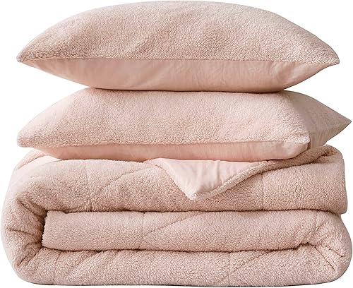 Miniatura 8 de Chezmoi Collection Zane - Juego de edredón Sherpa de 3 piezas, juego de ropa de cama reversible de microfibra lavada de doble cara, acolchado