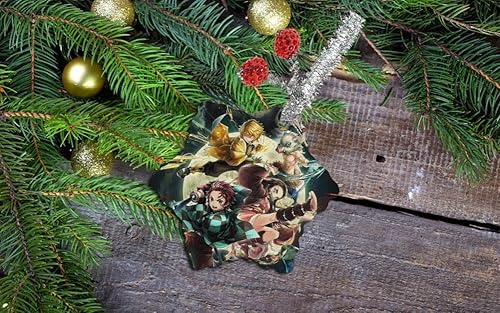 Miniatura 4 de Adornos de copo de nieve de Navidad de anime, lindos adornos de cerámica blanca, adorno decorativo para colgar en el árbol de Navidad, festival,