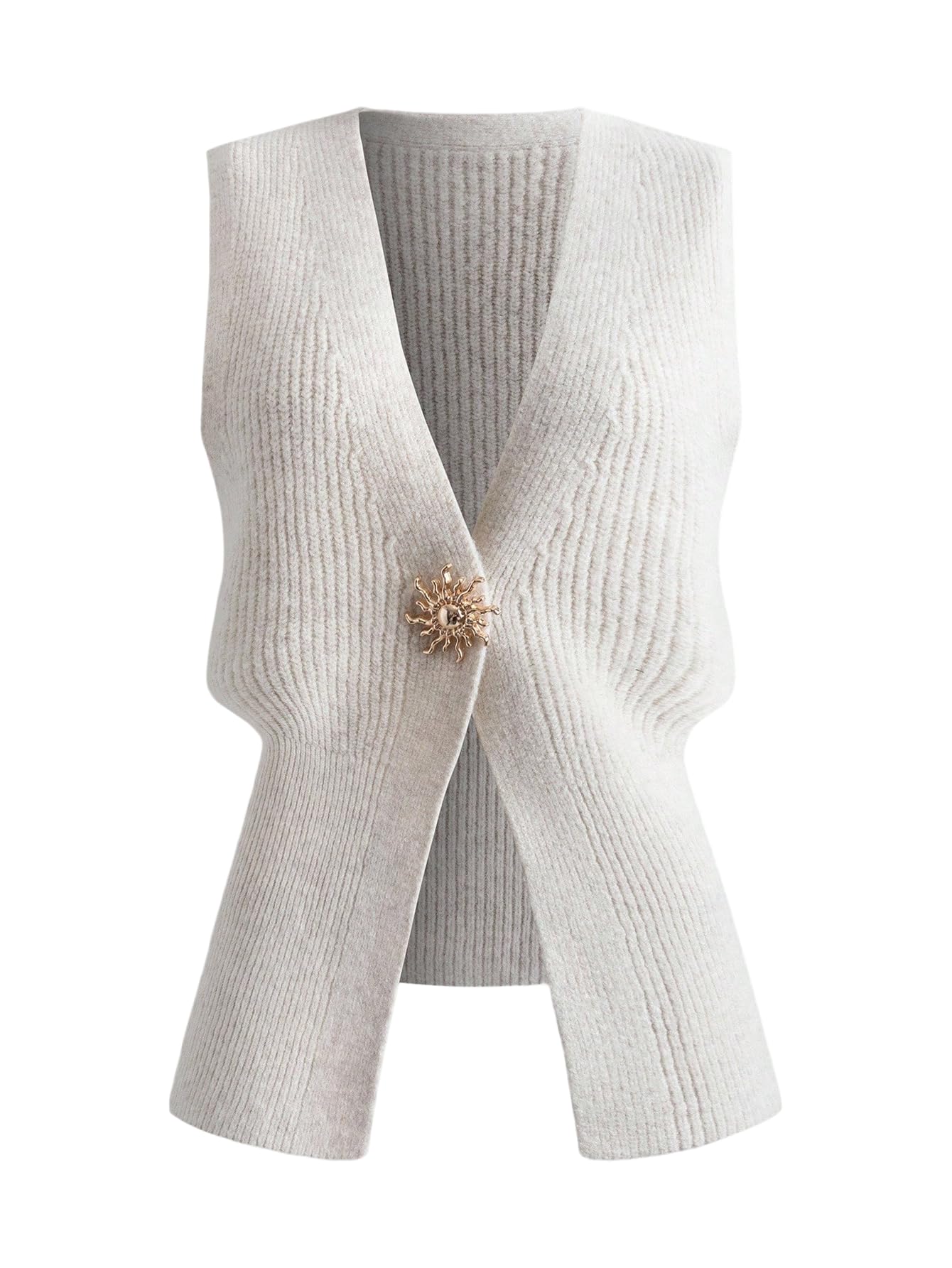 Floerns Womens Elegant Sleeveless Cardigan V Neck Knit Fall Outfit Dressy Casual Sweater Vest