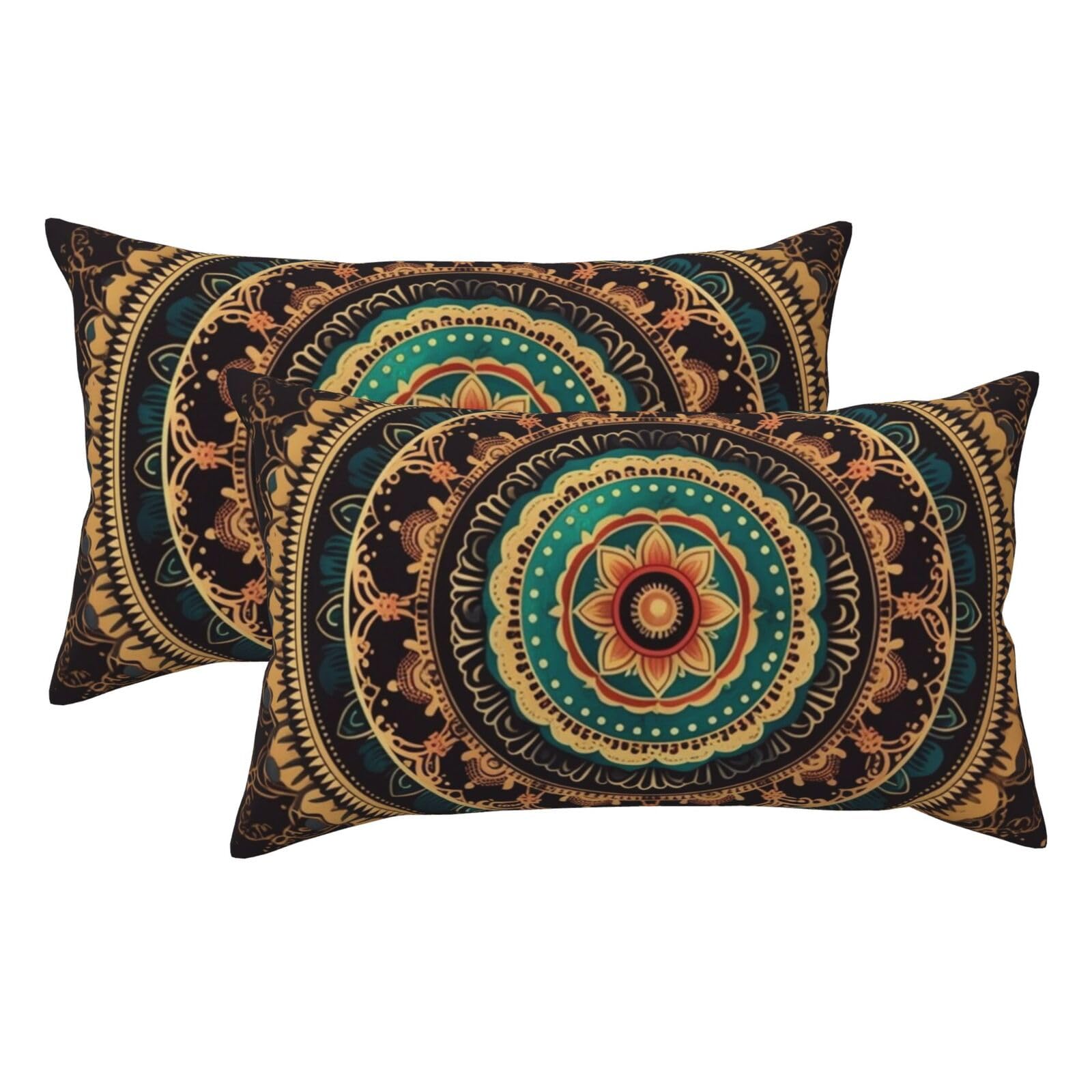 2 Pack King Size Pillow Cases for Hair and Skin Soft Breathable Pillow Case Covers with Hidden Zipper Mandala Pillowcase 20x36 Inches Pillow Covers for Sleeping Gift