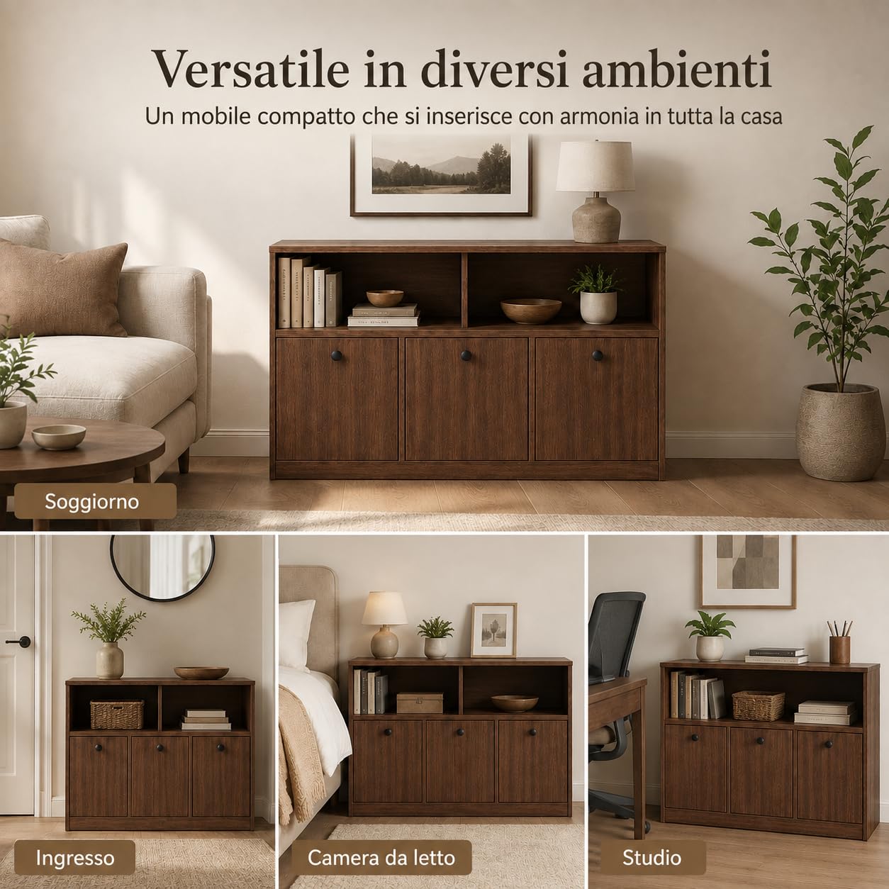 Armadietto Salvaspazio, Mobile Contenitore con 3 Contenitori Estraibili