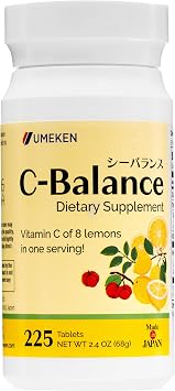 Umeken C-Balance Vitamin C Chewables, Acerola & Lemon Extract, High Potency Immune Support for Adults and Children, 68g 45-Day Supply, 1 Pack