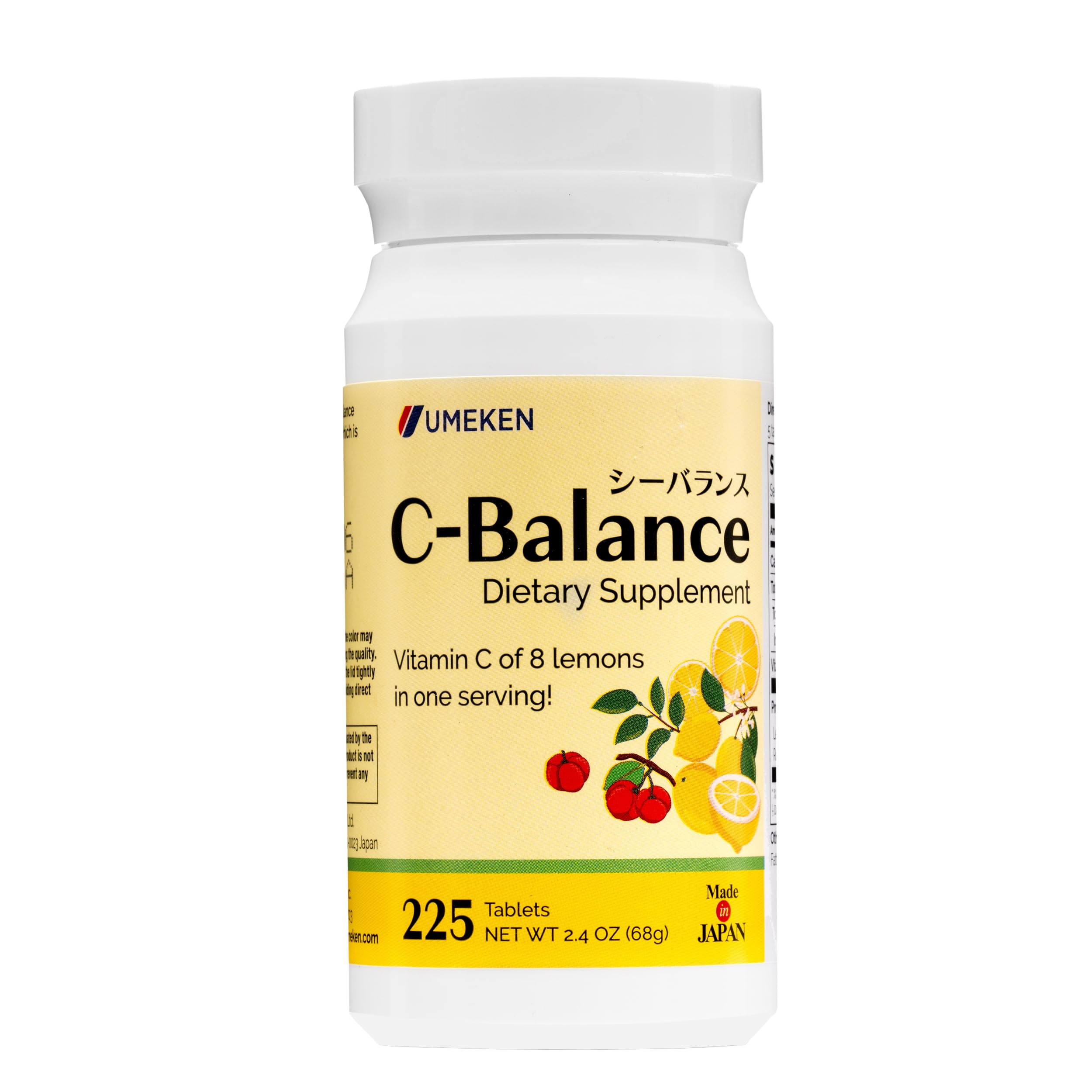 Umeken C-Balance Vitamin C Chewables, Acerola & Lemon Extract, High Potency Immune Support for Adults and Children, 68g (45-Day Supply, 1 Pack)