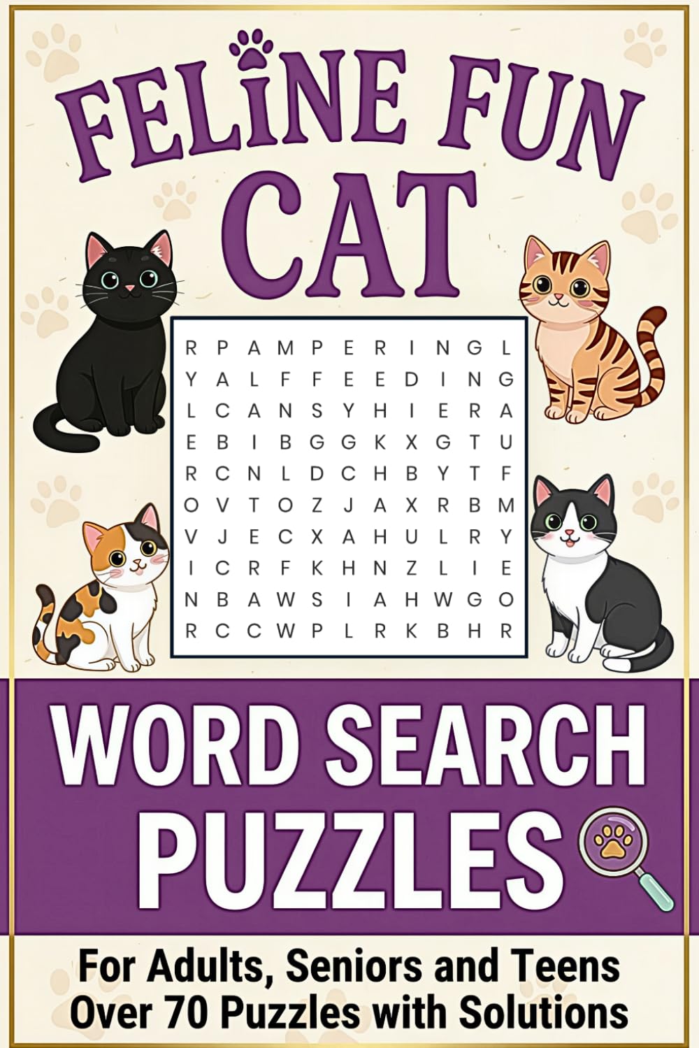 Feline Fun Cat Word Search Puzzles Book for Adults, Seniors and Teens