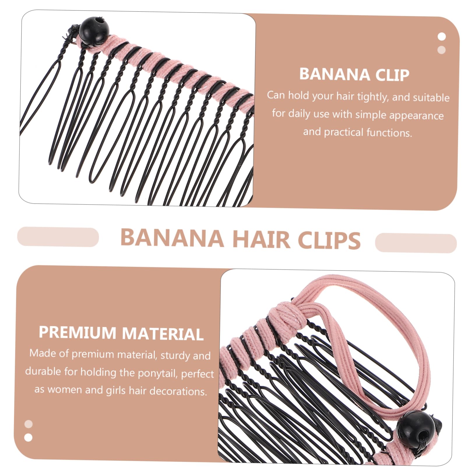 Beaupretty 6pièces Pince Banane Pour Chignon Accessoire De Coiffure Pratique Pour Cheveux Épais Et Bouclés Outil De Stylisation Dents