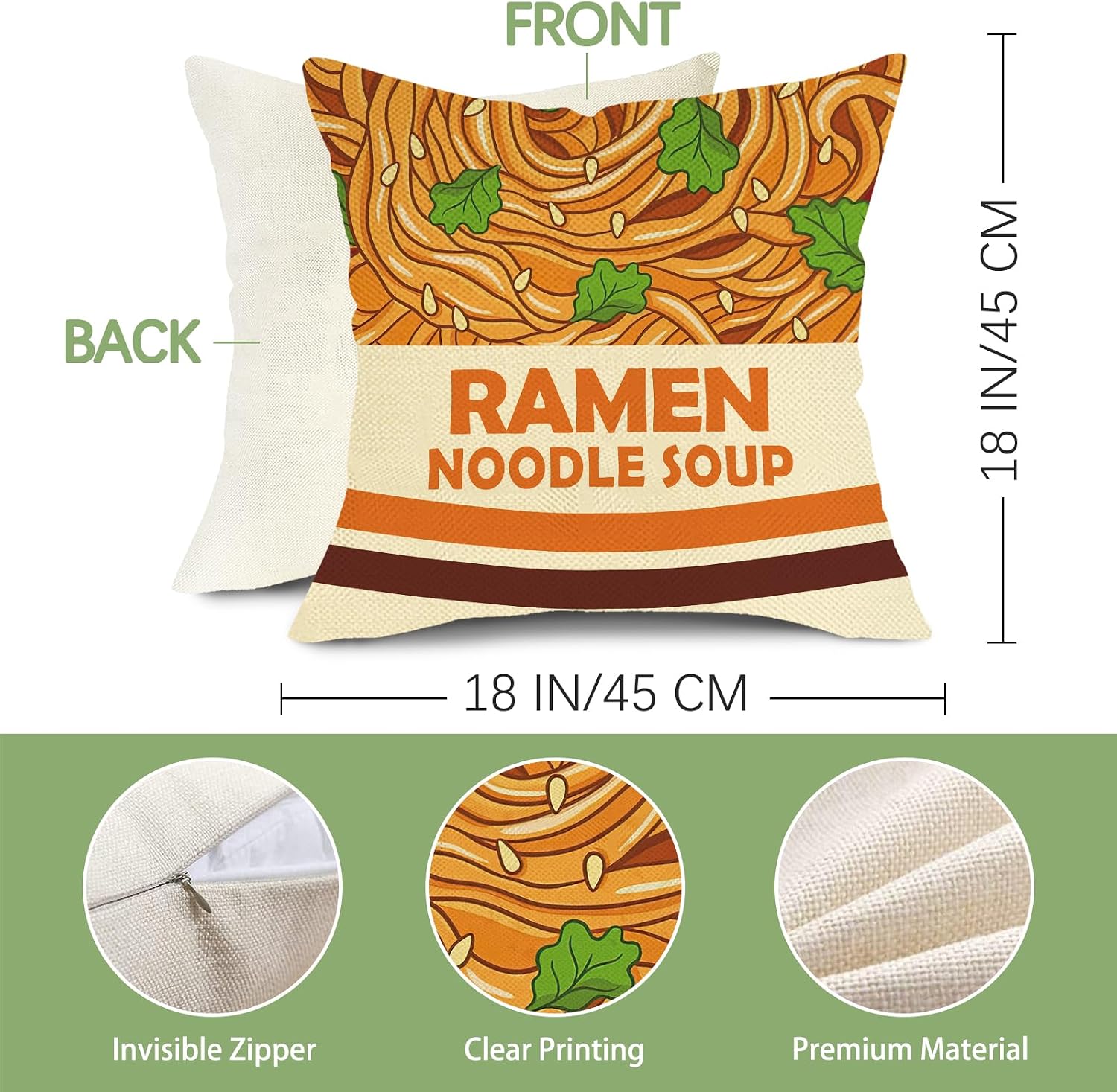 Instant Ramen Noodle Soup Decorative Throw Pillow Cover 18 x 18 image 2
