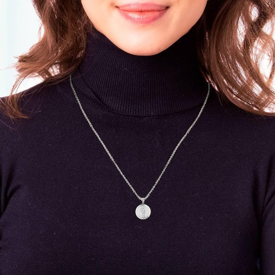 Claddagh Gold .925 Sterling Silver Nuestra Señora de la Santa Muerte Our Lady of the Holy Death Medallion Pendant Necklace - Choice of Pendant Only or Chain Length