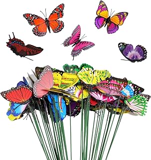 50 Pieces Garden Butterflies Stakes, Garden Ornaments Stakes Fence Decorations Outdoor Yard Patio Lawn Plant Colorful Garden Butterflies Stakes decorative,for Yard Patio Plant Party Decorations