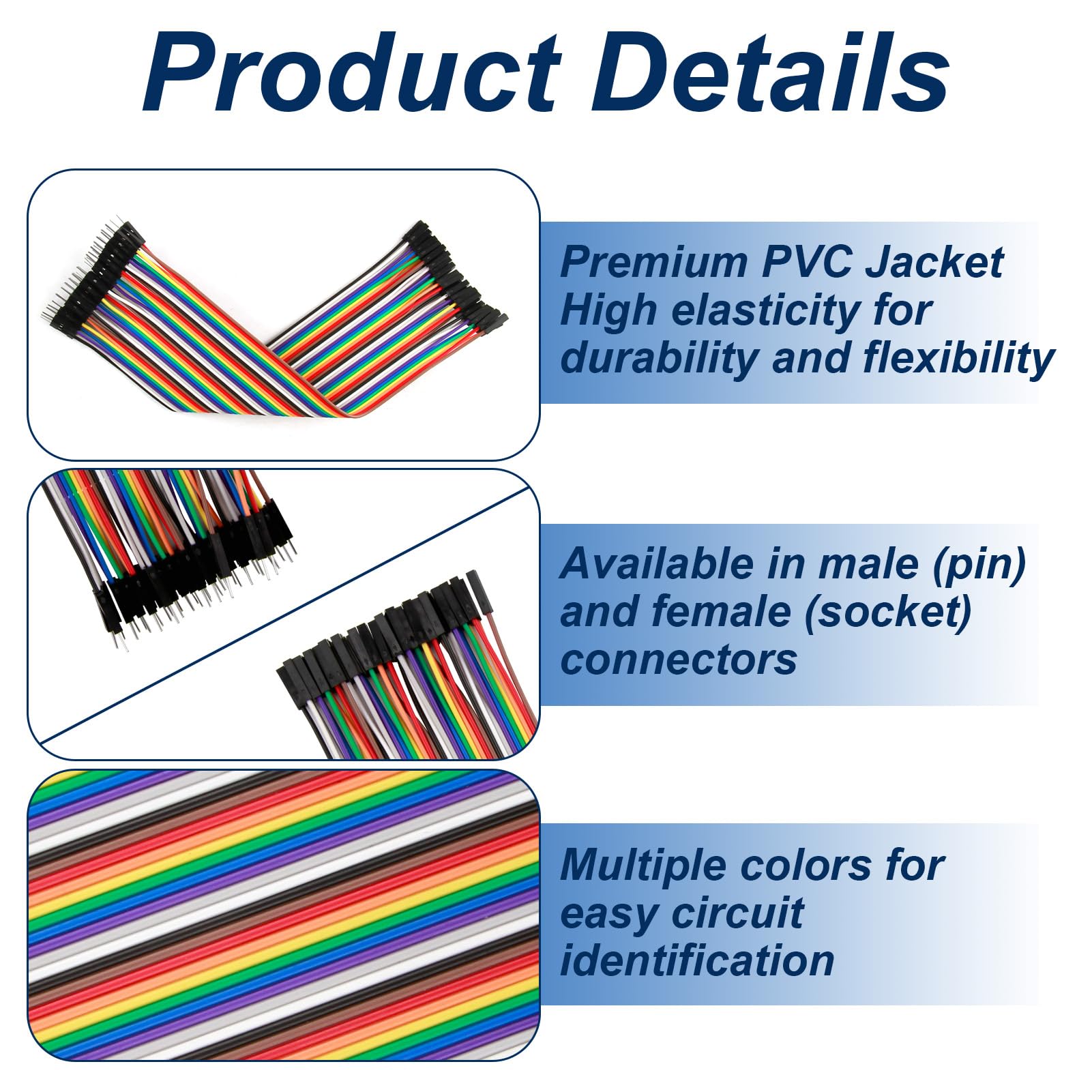 Kit 120 Jumper Wire 20cm, Cavi Dupont maschio-femmina per Breadboard, Arduino, Raspberry Pi, Progetti DIY