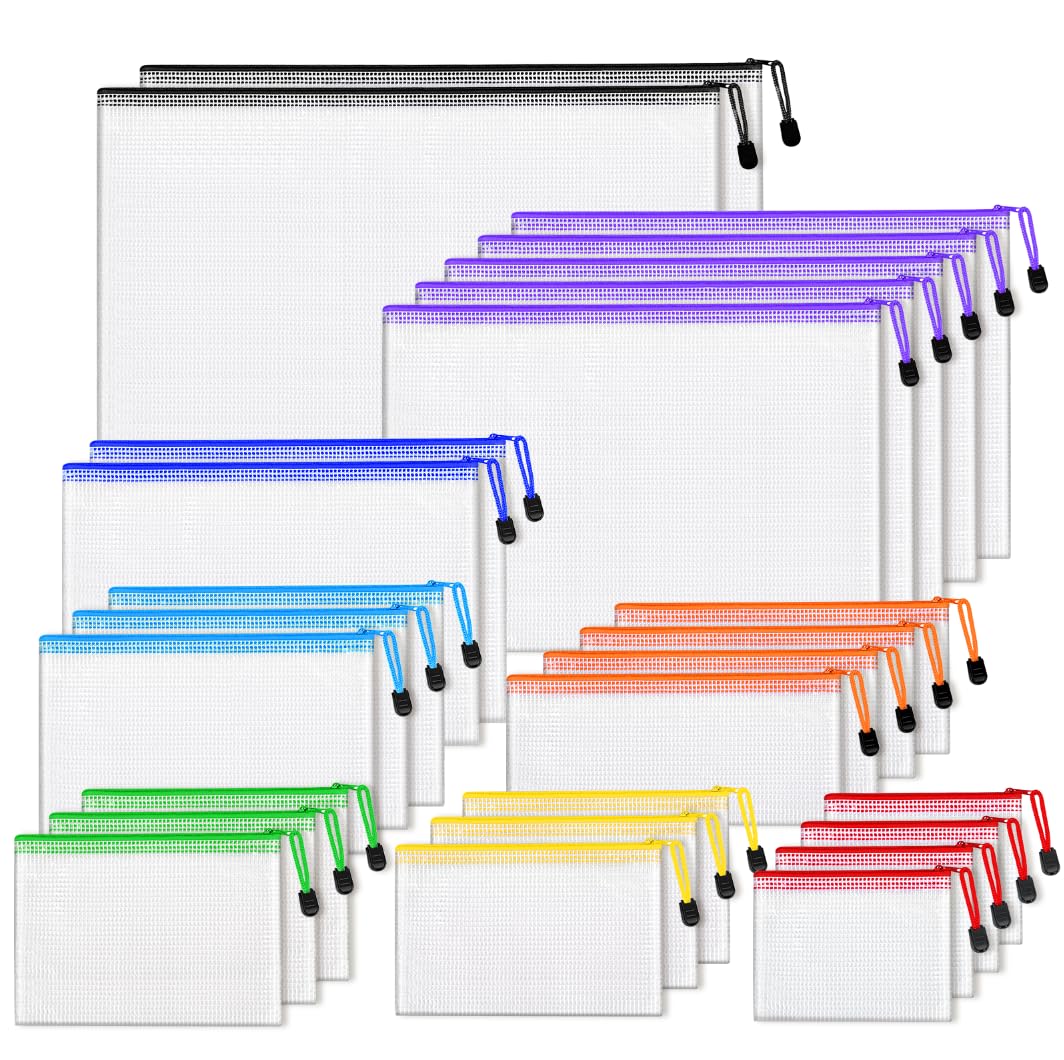 Photo 1 of 26pcs Mesh Zipper Pouch Bags, 8 Sizes Plastic Zippered Storage Bags for Organizing, Clear Pouches with Zipper, Waterproof Mesh Pouch for Office Supplies, Home Organize, Travel Storage