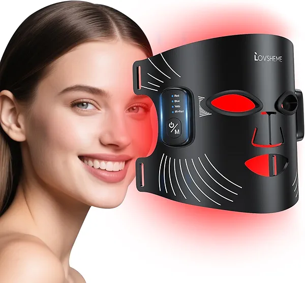 Lovsheme Red Light Therapy for Face – Wireless Red Light Therapy Mask LED Face Mask Light Therapy with 320 LEDs, 4 Modes, Skin Rejuvenation, Ideal Beauty Gift for Women & Men