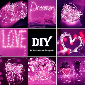 Cshare Pink Fairy Lights For Bedroom, String Lights Battery Operated 9