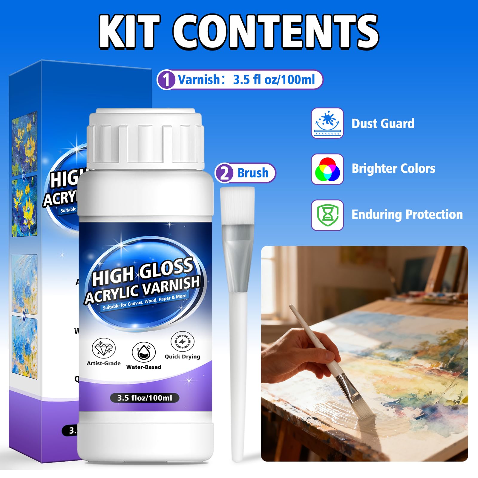 Gloss varnish for acrylic painting (10ML) — view 7
