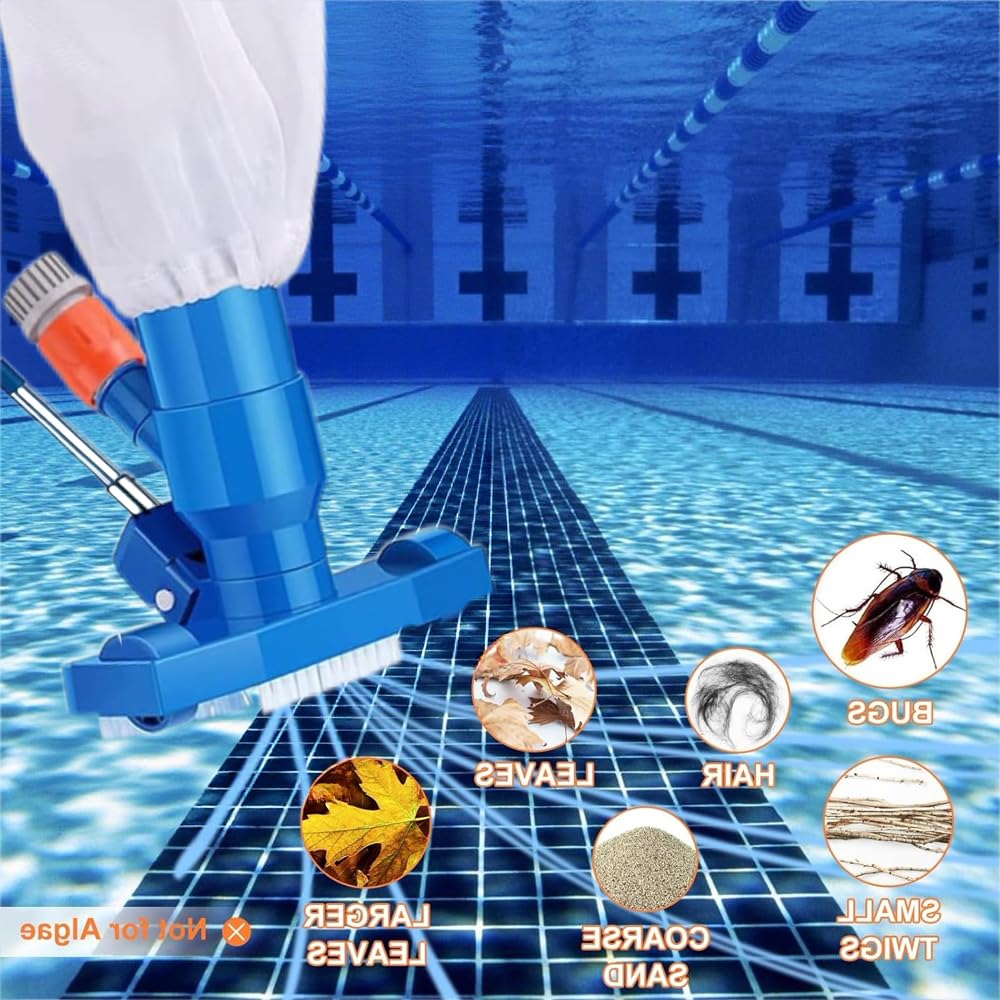 Poolsauger Bodensauger mit Teleskopstange 180cm, Pool Reinigung Bodensauger Set, Staubsauger Unterwasser mit Laubsack, Pool Sauger Boden, Pool Staubsauger, für Schwimmbad, Teich, Whirlpool, Bad