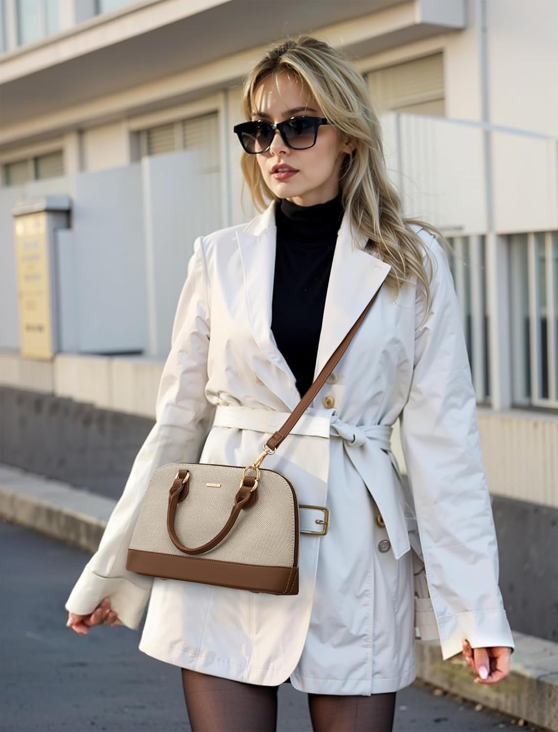 LOVEVOOK Purse for Women Small Crossbody Bags Classic Double Zip Top Handle Dome Satchel Bag - Image 2