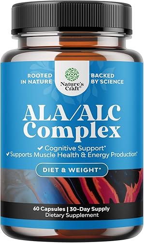 Suplemento de ácido alfa lipoico puro con acetil L-carnitina – Aminoácidos ALA ALC naturales que aumentan la memoria, el rendimiento mental y