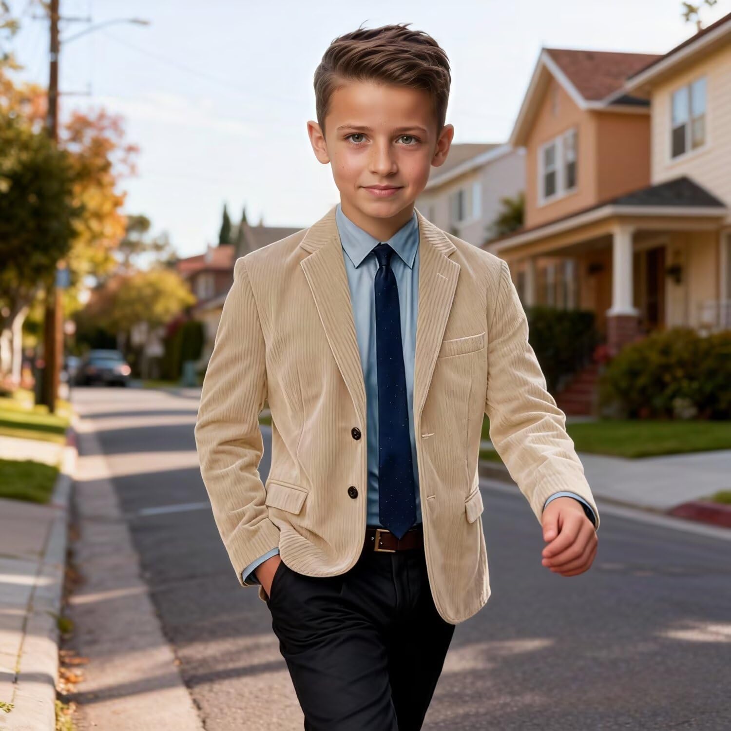 Corduroy Blazer Jacket for Boys Sport Coat Autumn Winter Coats for Boys Kids Homecoming Family Wedding Prom Party