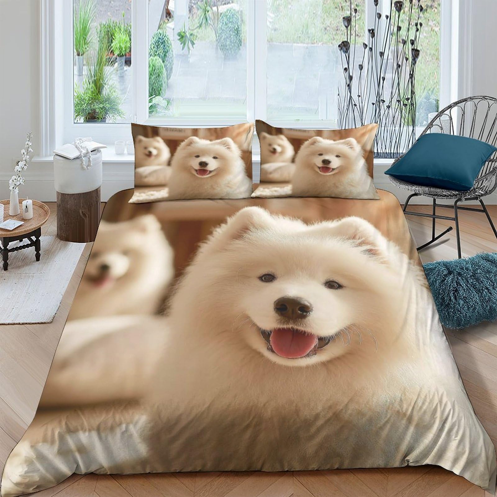 Housse de couette chien anti-acarien microfibre pour literie single saine
