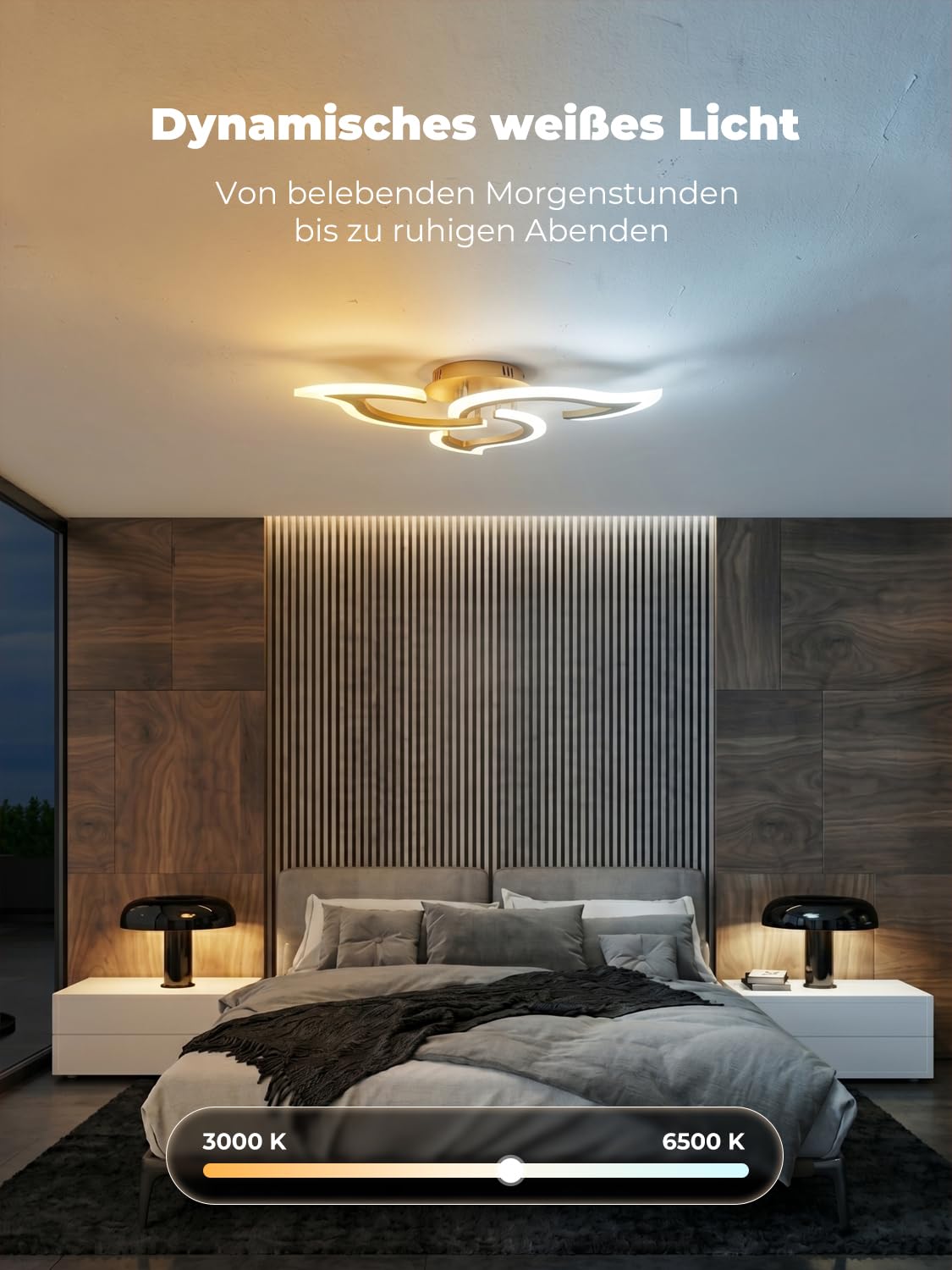 Smart Deckenlampe Alexa Kompatibel, LED Dimmbar mit App & Sprachsteuerung, Moderne Blumen Deckenleuchte mit Fernbedienung für Schlafzimmer, Küche, 2,4GHz WLAN, Gold