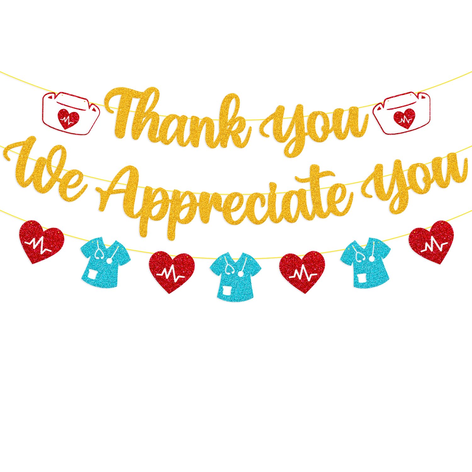 Thank You We Appreciate You Banner Thank You Nurses Banner Nurse Appreciation Week Decoration Glitter Gold Happy National Nurses Week Doctor Medical