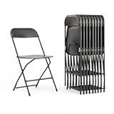 Flash Furniture Hercules Set of 10 Indoor/Outdoor Heavy-Duty Plastic Folding Chairs, Foldable Commercial Stacking Chairs with 650-lb. Static Weight Capacity, Black